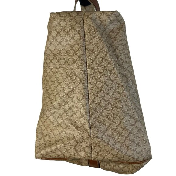 Auth Celine Boston Bag Macadam PVC Leather Canvas M08 Light Brown Monogram XL - Picture 4 of 16